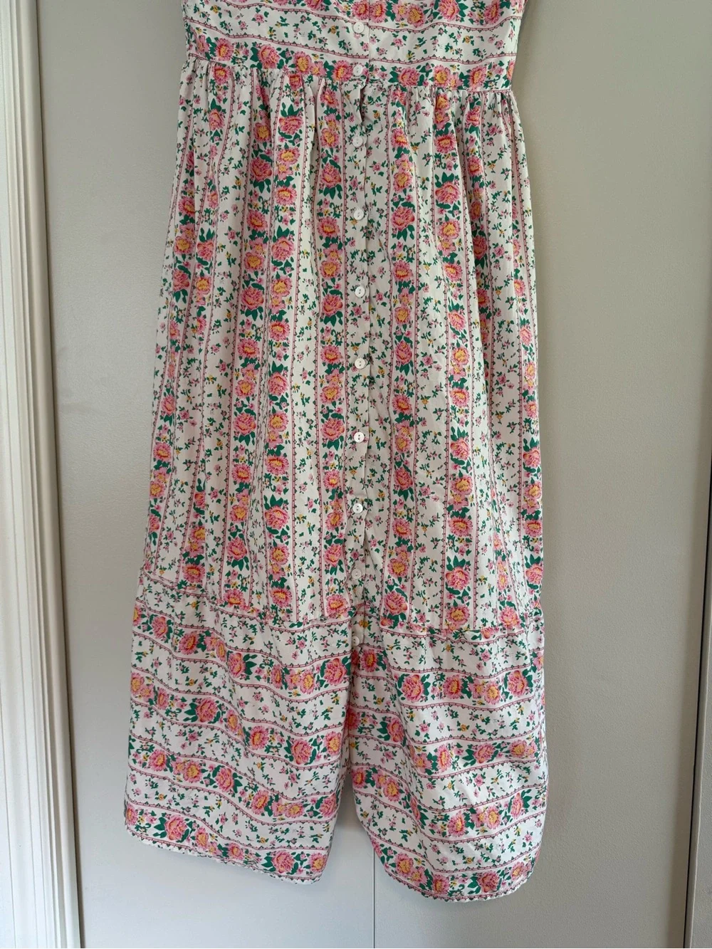 Tuckernuck White Midi Dress with Pink and Green Floral Print - Picture 8 of 12
